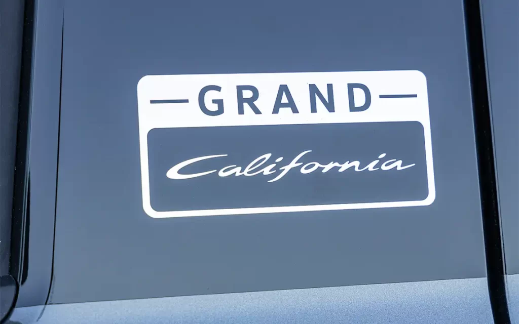 Model designation Grand California on B-pillar