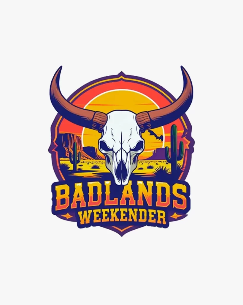the badlands weekender logo with cattle skull