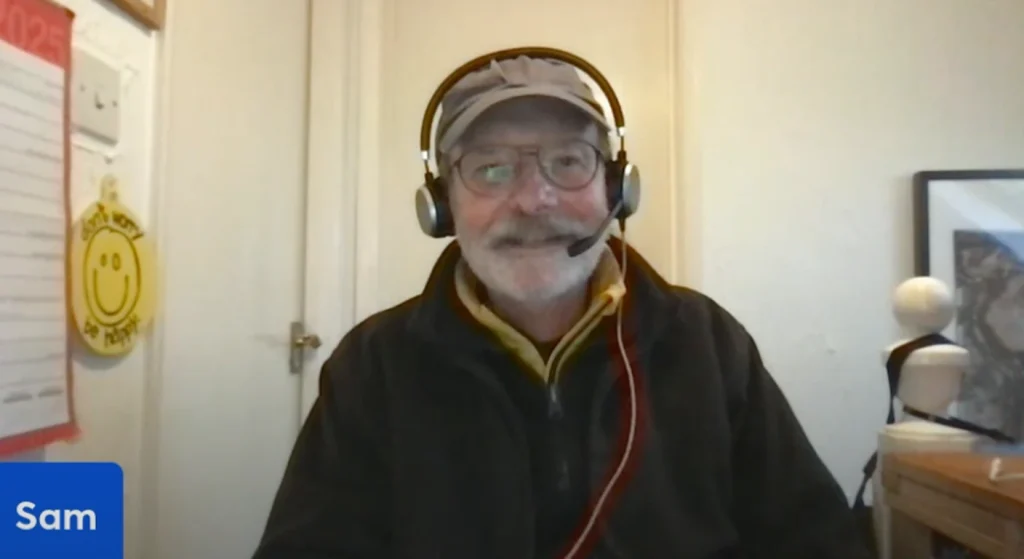 Sam Manicom in the podcast studio