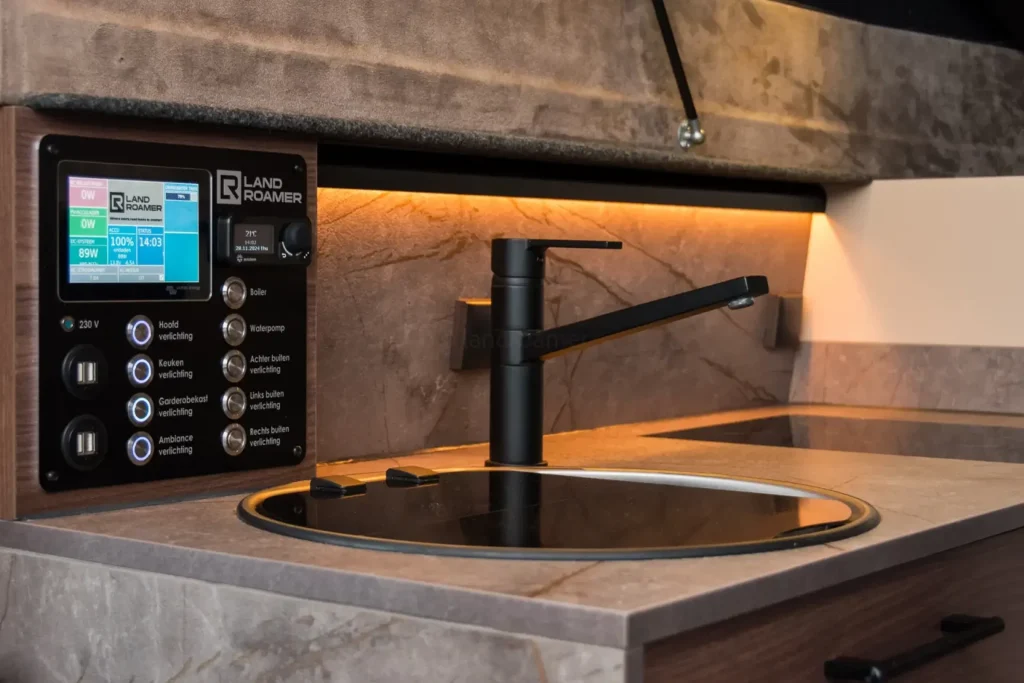 land roamer kitchen and control panel