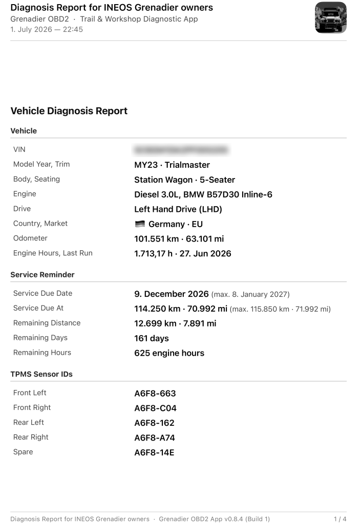 diagnostic report page 1