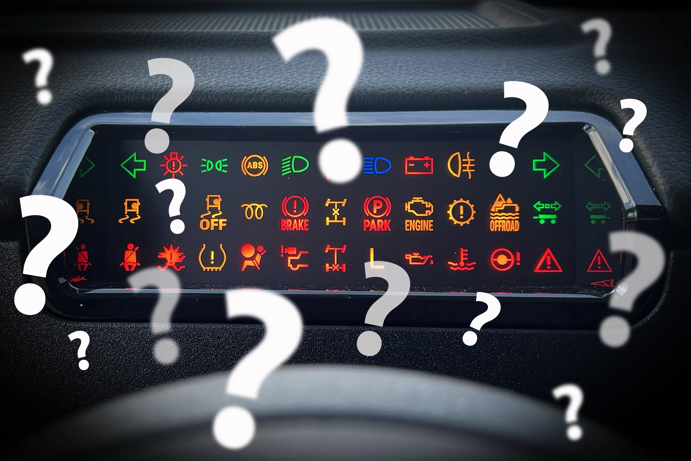 dashboard with question marks